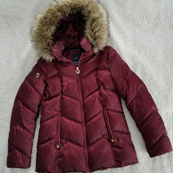 *SOLD* Nautica Faux-Fur-Trim Puffer Coat - Picture 1 of 3
